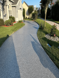 driveway concrete finished job by river concrete llc